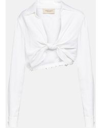 Adriana Degreas - Knot-Detail Linen Blend Crop Top - Lyst