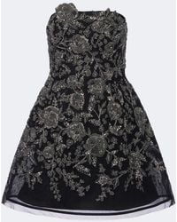 Carolina Herrera - Floral Embellished Bustier Dress - Lyst