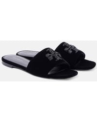 Tory Burch - Pantoletten Eleanor Aus Samt - Lyst