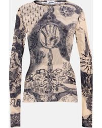 Jean Paul Gaultier - Tattoo Collection Printed Mesh Top - Lyst