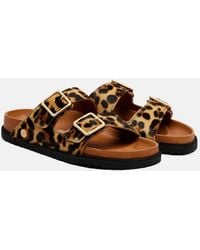 Birkenstock - Mules Arizone En Cuir Facon Poulain A Motif Leopard - Lyst