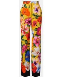 Dolce & Gabbana - Floral Cotton Wide-Leg Pants - Lyst