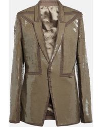 Rick Owens - Sequined Single-breasted Cotton Blazer - Lyst
