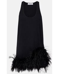 The Attico - Ribbed-Knit Feather-Trimmed Cotton Minidress - Lyst