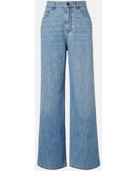 Miu Miu - Chambray Wide-Leg Pants - Lyst