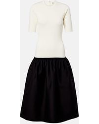 TOTEME - Wool And Silk-Trimmed Midi Dress - Lyst