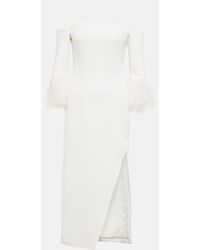 David Koma - Feather-Trimmed Midi Dress - Lyst