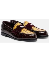 Christian Louboutin - Penny Croc-Effect Leather Penny Loafers - Lyst