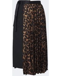Sacai - Paneled Leopard-Print Midi Skirt - Lyst