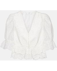 FRAME - The Deco Broderie Anglaise Cotton Blouse - Lyst