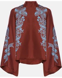 La DoubleJ - Make An Exit Floral Silk Twill Blouse - Lyst