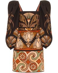 Johanna Ortiz Minikleid Deluge aus Baumwolle - Braun