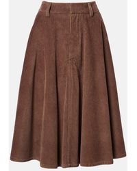 Brunello Cucinelli - Monili Cotton Corduroy Midi Skirt - Lyst