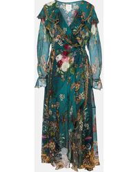 Camilla - Ruffled Silk Midi Wrap Dress - Lyst