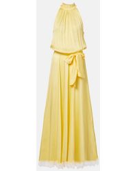 Poupette - Nina Halterneck Satin Maxi Dress - Lyst