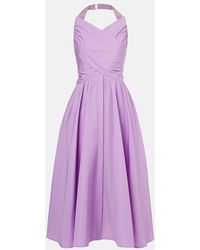 Patou - Gathered Faille Midi Dress - Lyst