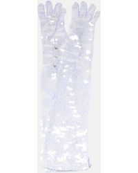 Bottega Veneta Handschuhe aus Spitze mit Pailletten - Weiß