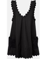 Juliet Dunn - Embroidered Cotton Poplin Minidress - Lyst