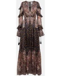 Etro - Robe Longue En Soie Melangee A Motif Cachemire - Lyst