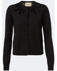 Valentino - Embroidered Virgin Wool Cardigan - Lyst