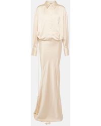 The Attico - Feather-trimmed Satin Gown - Lyst