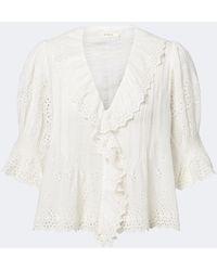 Doen - Henri Broderie Anglaise Ruffled Cotton Blouse - Lyst