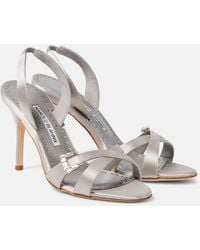 Manolo Blahnik - Verzierte Slingback-Sandalen Ramisli aus Satin - Lyst