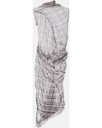 Acne Studios - Dsaam Checked Draped Silk Midi Dress - Lyst