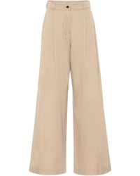 Max Mara High-rise Wide-leg Cotton Trousers - Natural