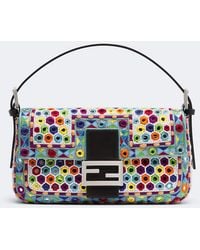 Fendi - Borsa A Spalla Baguette Small Con Ricamo - Lyst