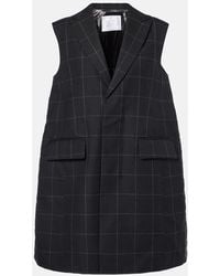 Sacai - Checked Down-Paneled Wool Vest - Lyst