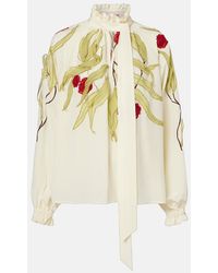 La DoubleJ - Cerere Embroidered Silk Blouse - Lyst