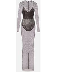 Alex Perry - Vestido Largo De Malla Con Cristales - Lyst