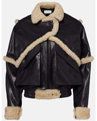 Magda Butrym - Leather Jacket With Unique Fur Insert - Lyst
