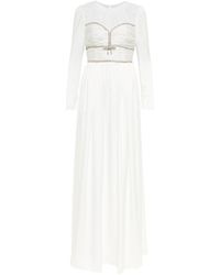 Self-Portrait Bridal Crystal-embellished Twill Gown - White