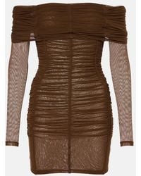 The Attico - Ruched Off-Shoulder Jersey Minidress - Lyst