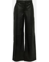 FRAME - High-rise Leather Wide-leg Pants - Lyst