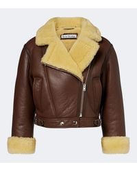 Acne Studios - Shearling-Trimmed Leather Biker Jacket - Lyst