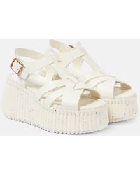 Chloé - Nama 80 Leather Wedge Sandals - Lyst