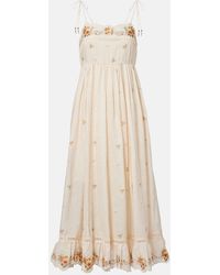 Zimmermann - Patience Floral Linen Midi Dress - Lyst