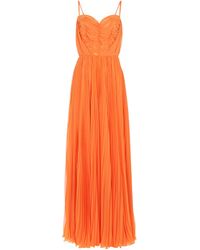 Dolce & Gabbana Pleated Chiffon Gown - Orange