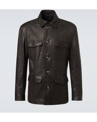 Giorgio Armani - Leather Field Jacket - Lyst