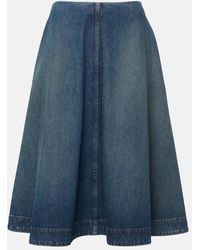 KHAITE - Renta Denim Midi Skirt - Lyst