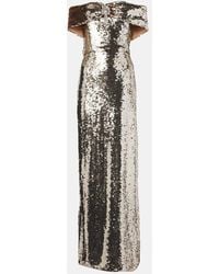 Self-Portrait - Sequined Cutout Maxi Dress - Lyst