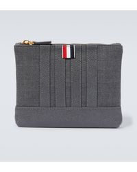 Thom Browne - 4-bar Leather-trimmed Pouch - Lyst