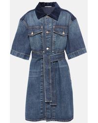 Stella McCartney - Corduroy-Trimmed Denim Minidress - Lyst