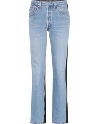 Vetements Jeans mit Lederanteil - Blau