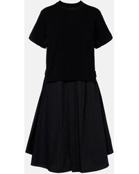 Sacai - Maxikleid Aus Baumwollpopeline Und Jersey - Lyst
