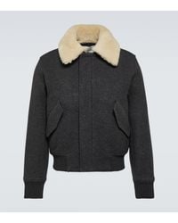 Ami Paris - Giacca in lana con shearling - Lyst