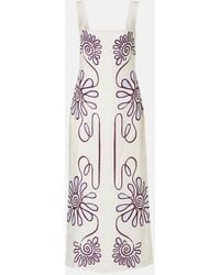 Cala De La Cruz - Amaranta Printed Linen Midi Dress - Lyst